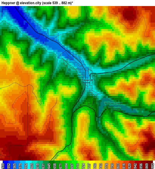 Heppner elevation map