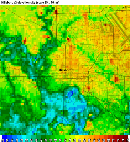 Hillsboro elevation map