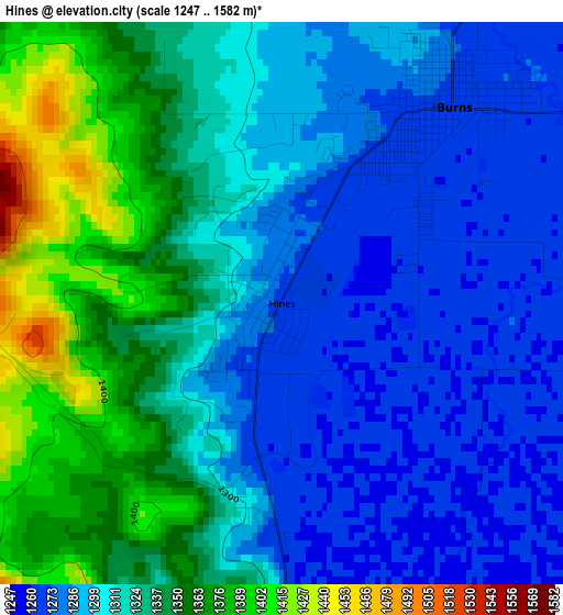 Hines elevation map