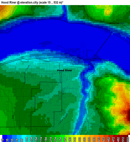 Hood River elevation map