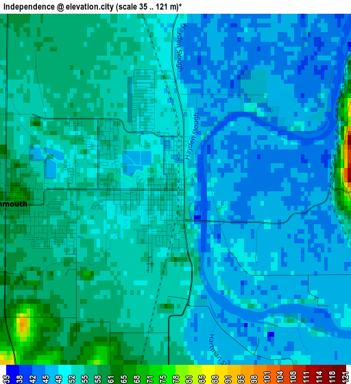 Independence elevation map