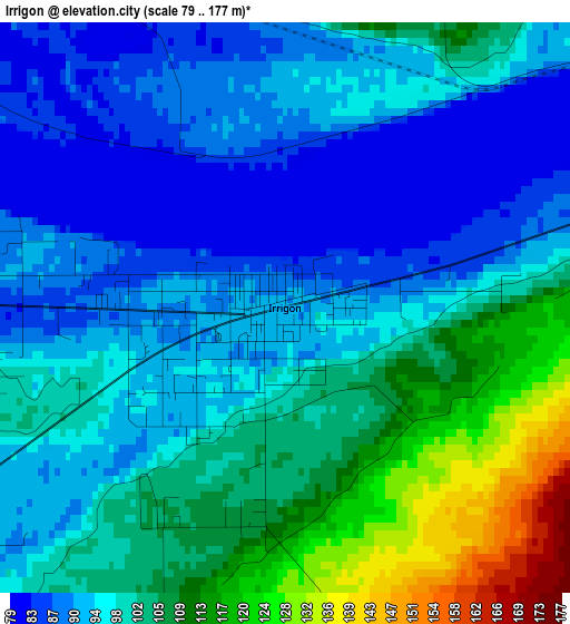Irrigon elevation map