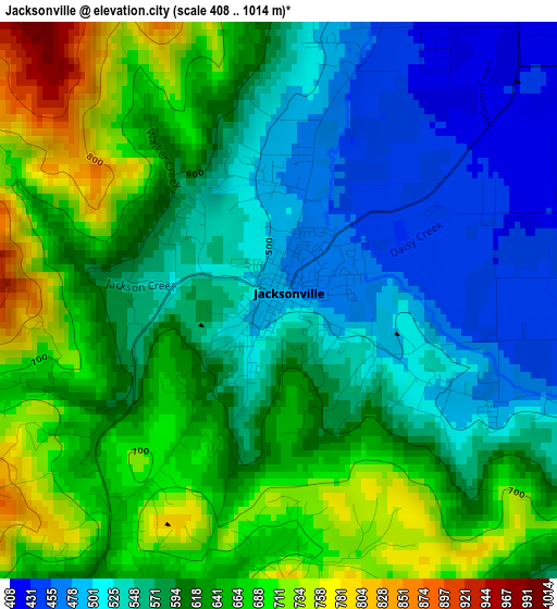 Jacksonville elevation map