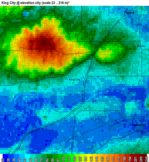 King City elevation map