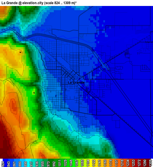 La Grande elevation map