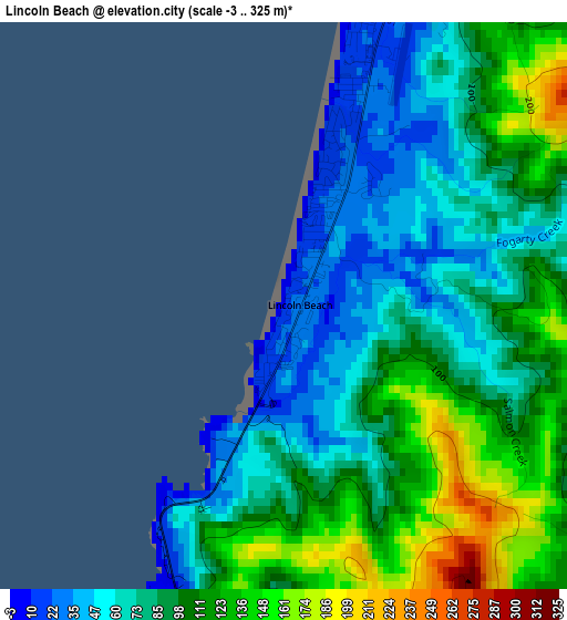 Lincoln Beach elevation map