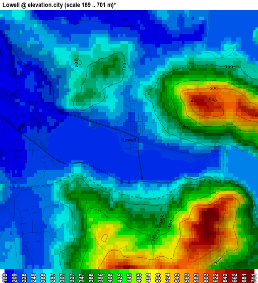 Lowell elevation map