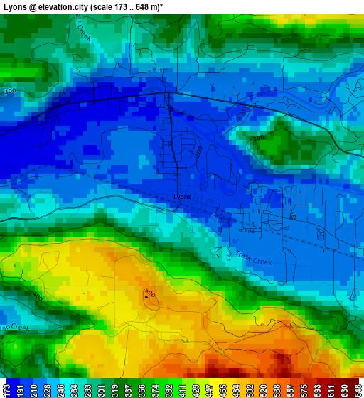 Lyons elevation map