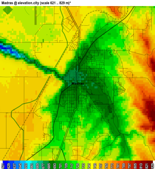 Madras elevation map