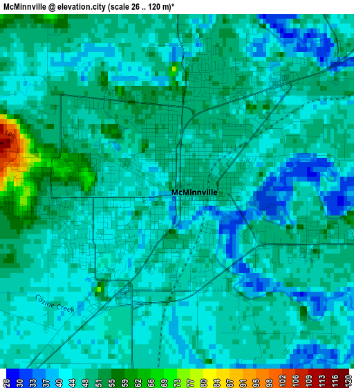 McMinnville elevation map