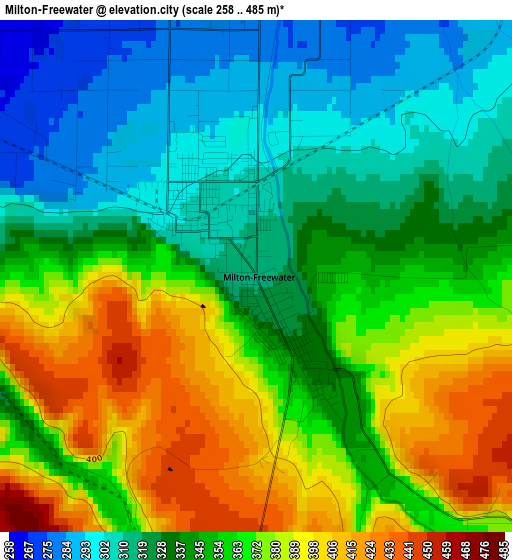 Milton-Freewater elevation map