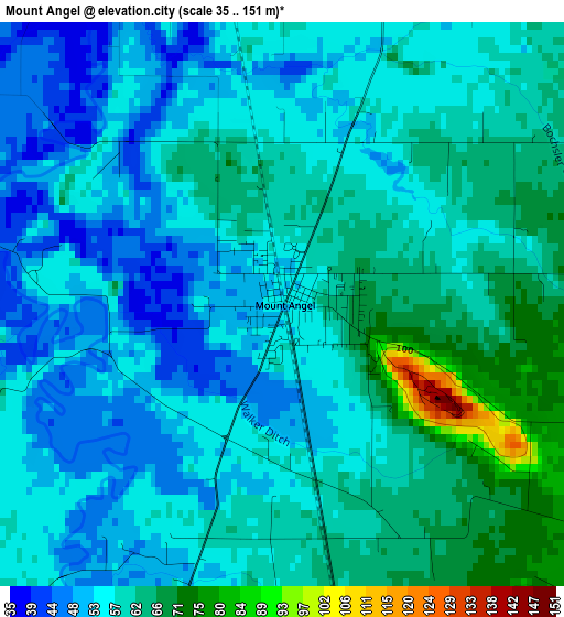 Mount Angel elevation map