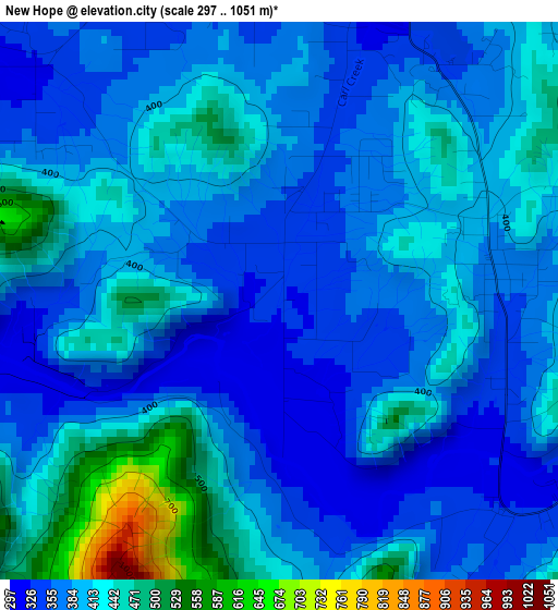 New Hope elevation map