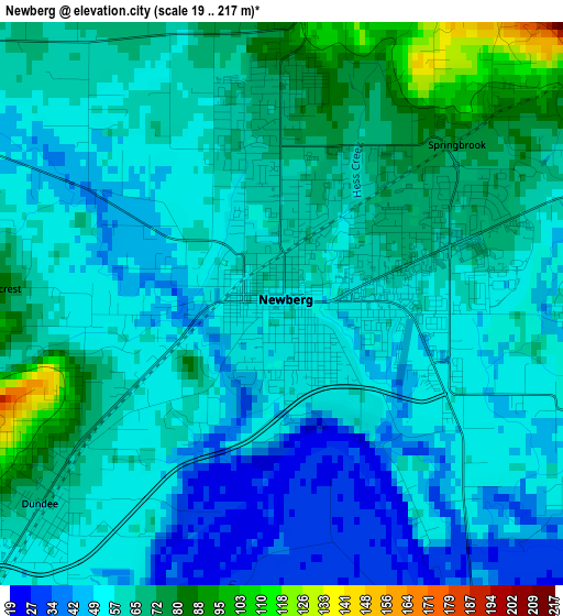 Newberg elevation map