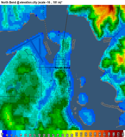 North Bend elevation map