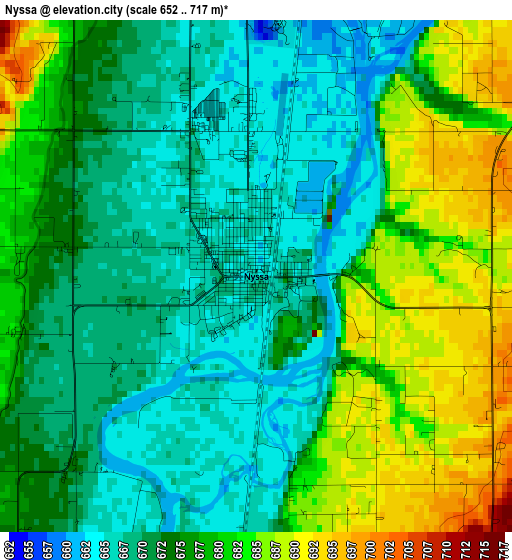 Nyssa elevation map