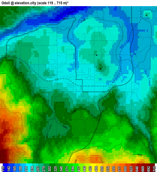 Odell elevation map