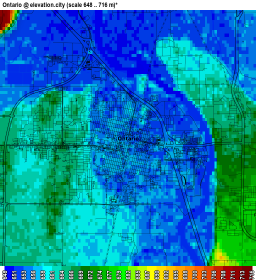 Ontario elevation map