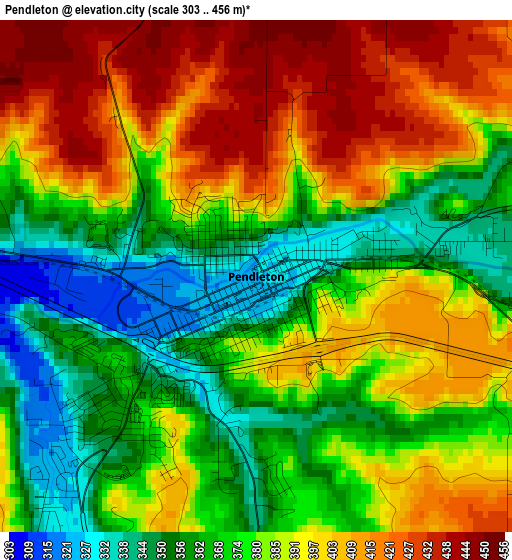 Pendleton elevation map