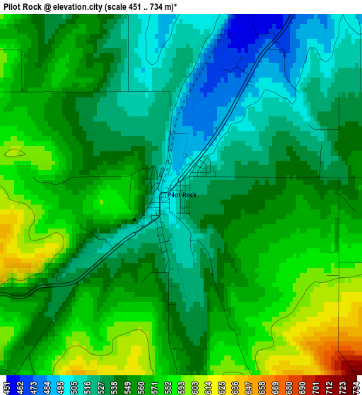 Pilot Rock elevation map