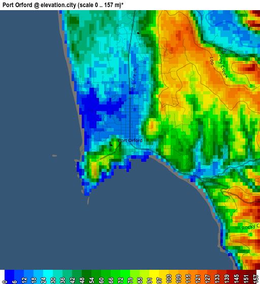 Port Orford elevation map