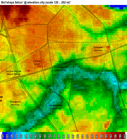 Bol’shaya Setun’ elevation map