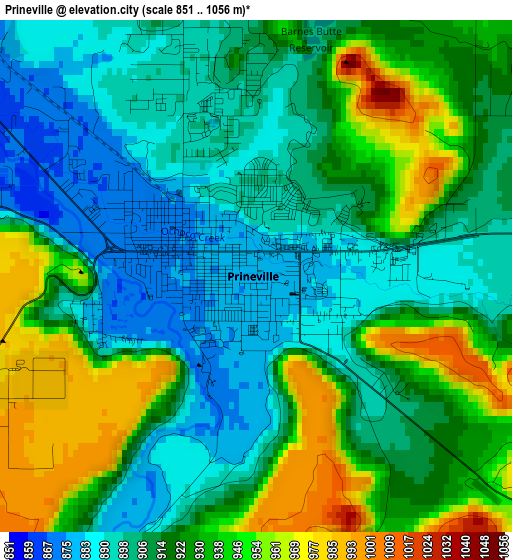 Prineville elevation map