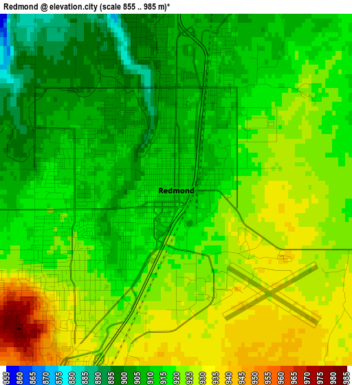 Redmond elevation map