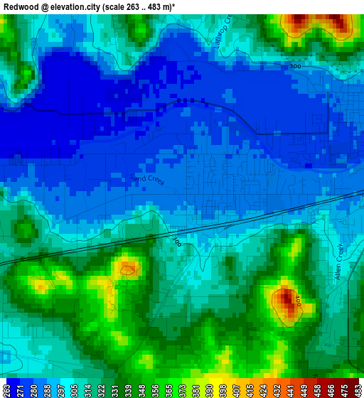 Redwood elevation map