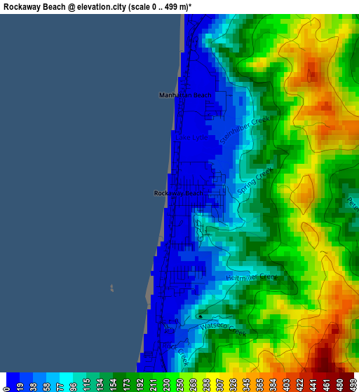 Rockaway Beach elevation map