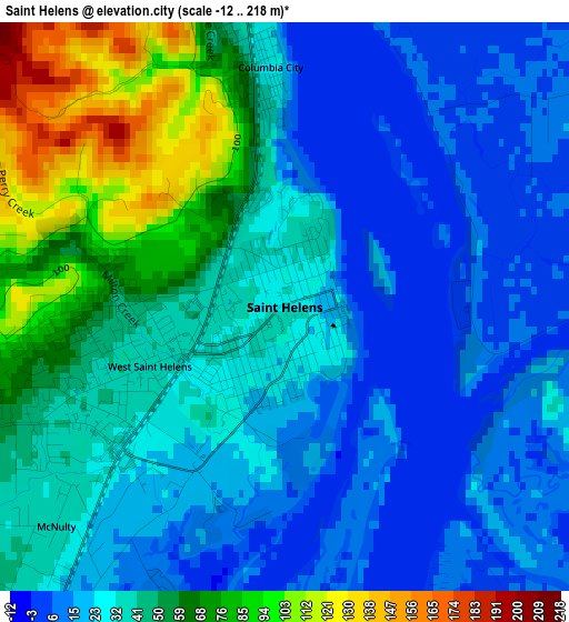 Saint Helens elevation map