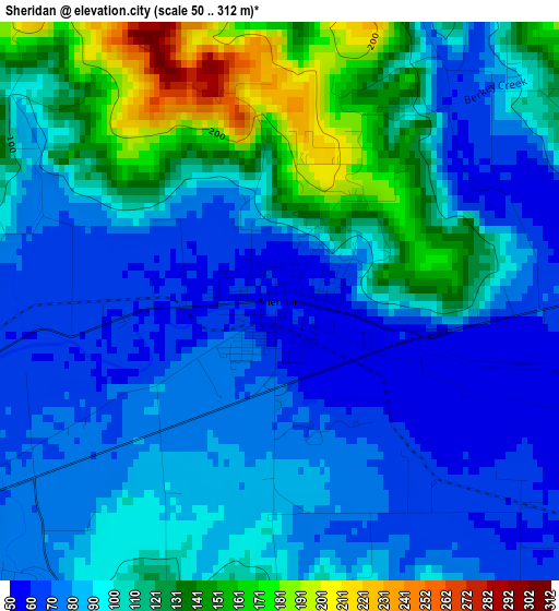 Sheridan elevation map