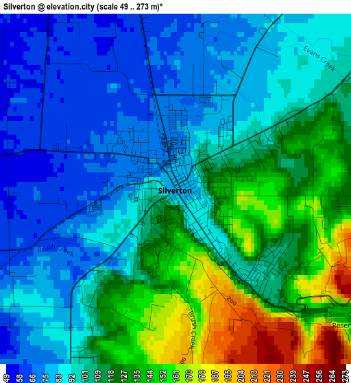 Silverton elevation map