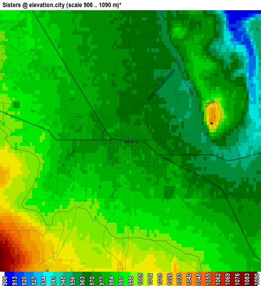 Sisters elevation map