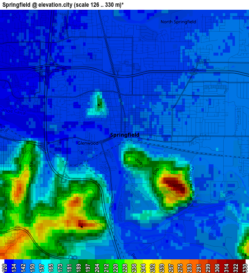 Springfield elevation map