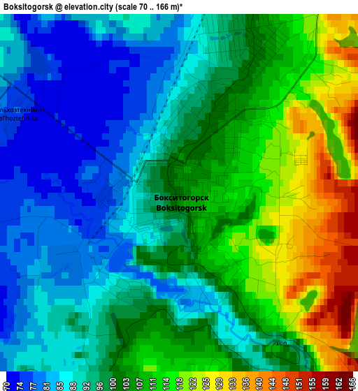 Boksitogorsk elevation map