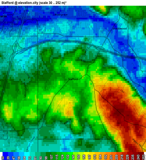 Stafford elevation map