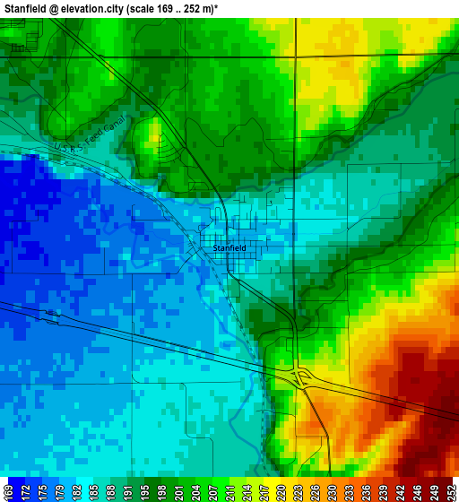 Stanfield elevation map