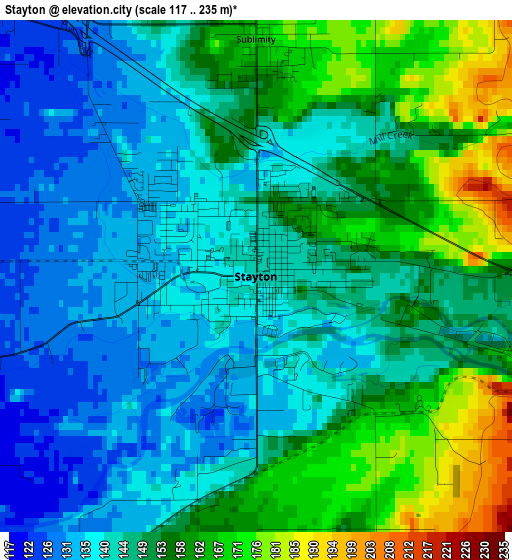 Stayton elevation map