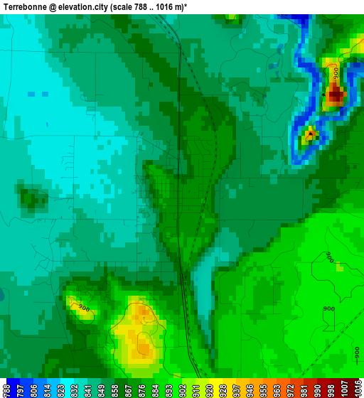 Terrebonne elevation map
