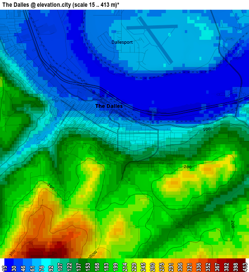 The Dalles elevation map