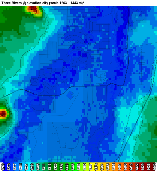 Three Rivers elevation map