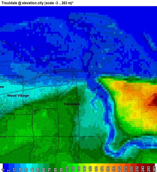 Troutdale elevation map