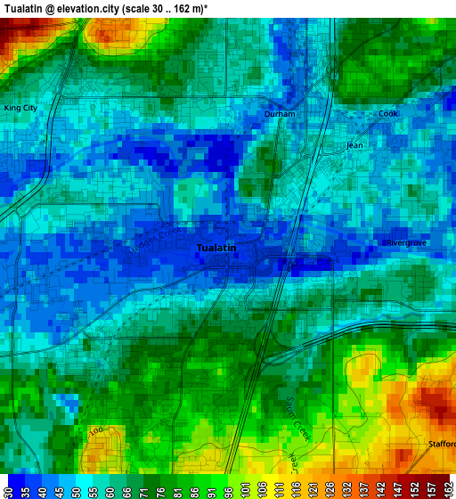 Tualatin elevation map