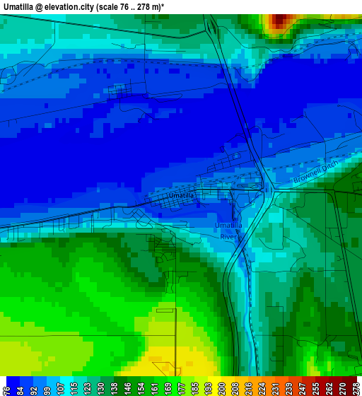 Umatilla elevation map