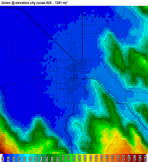 Union elevation map