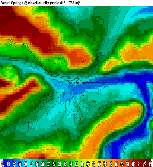 Warm Springs elevation map