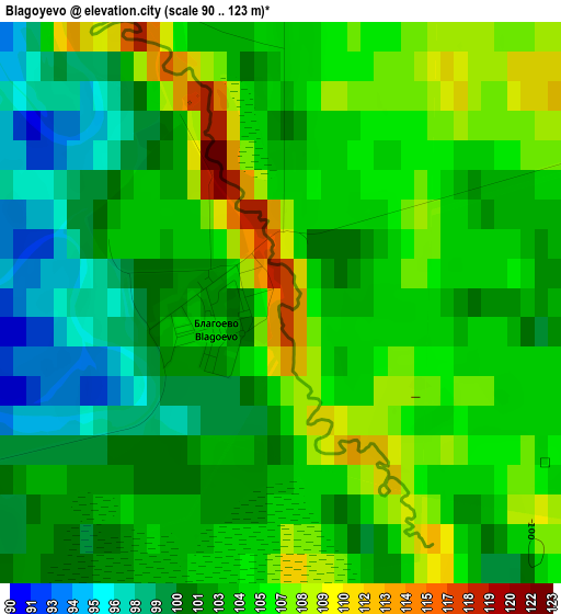 Blagoyevo elevation map