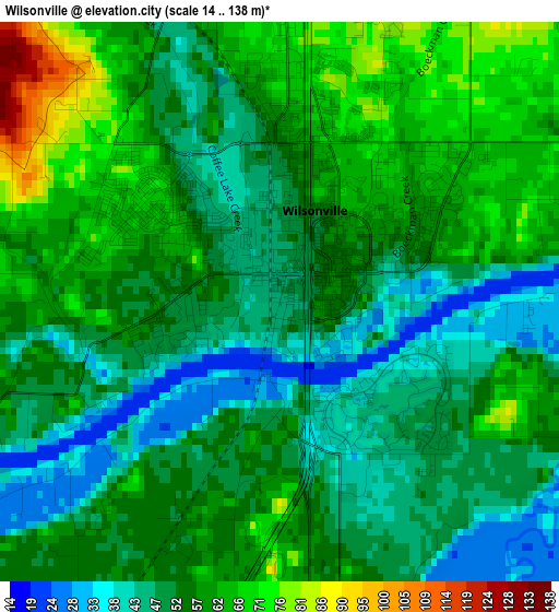 Wilsonville elevation map