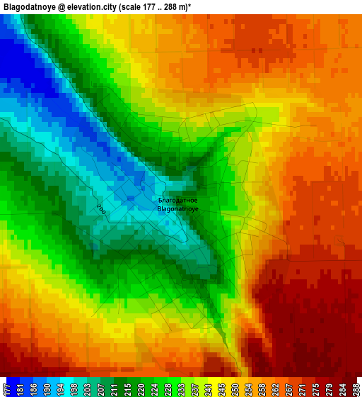 Blagodatnoye elevation map